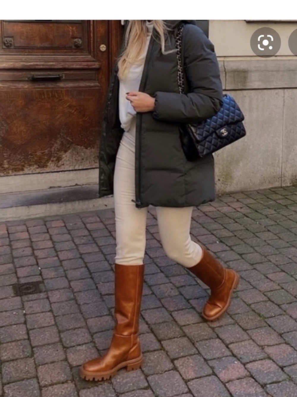 Zara Tan Leather Lace-Up Knee Boots